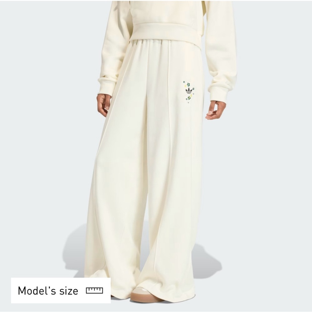 adidas Cream Wide-Leg Womens Casual Pants